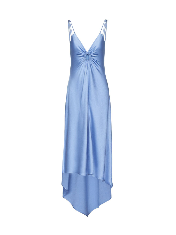 Victoria Beckham x Mango Asymmetrical Satin Dress with Gathered Opening